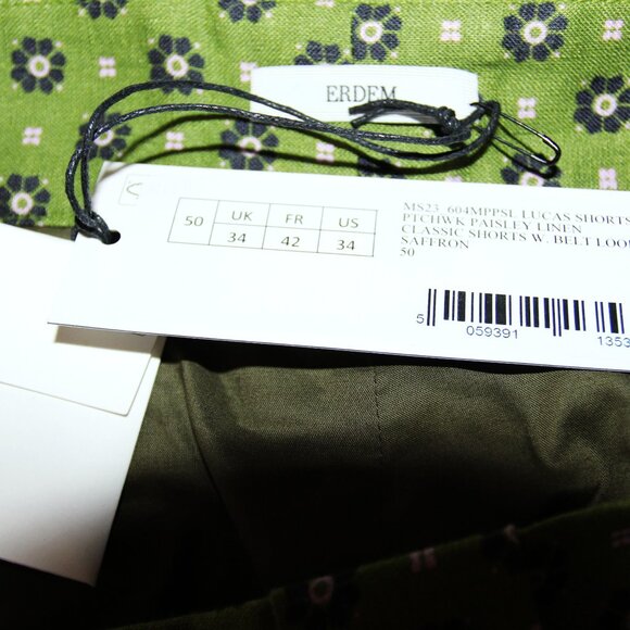 BNWT SS23 ERDEM LUCAS PATCHWORK PAISLEY LINEN SHORTS 50 - Picture 10 of 14